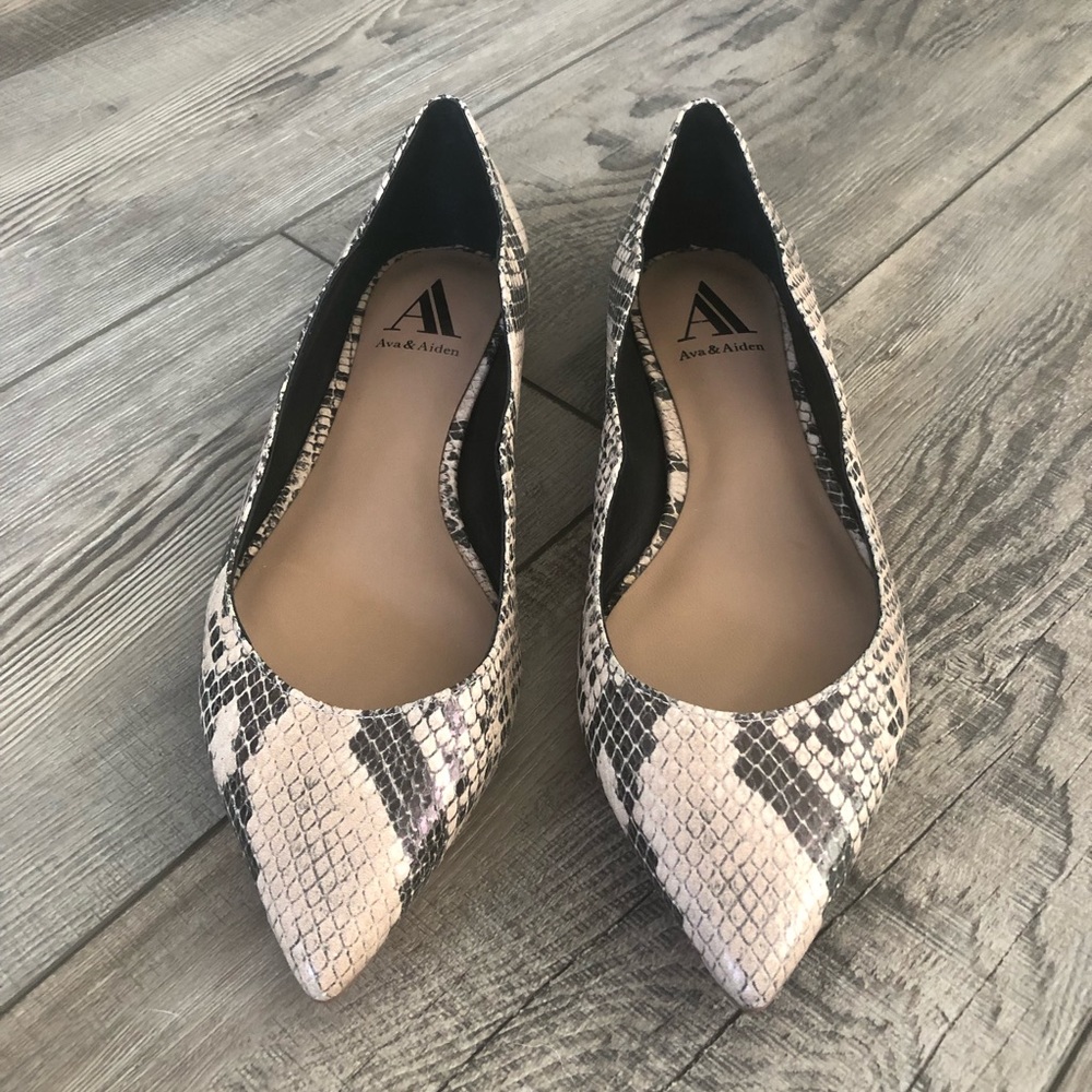Ava & Aiden Snakeskin Flats